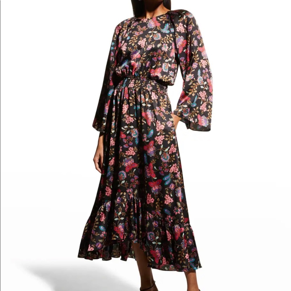 MISA LA Elsa Wide-Sleeve Midi Floral Dress
